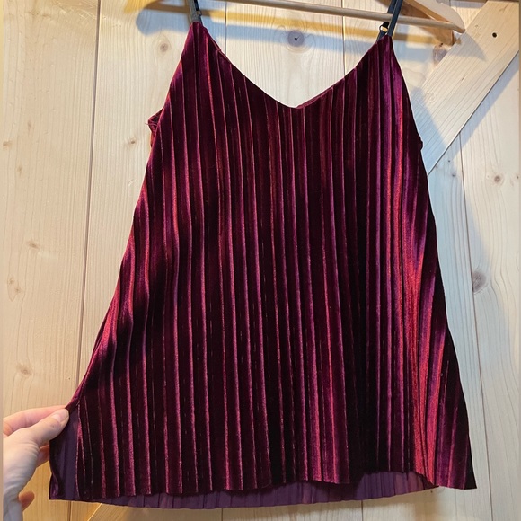 Tart maroon Velvet Spaghetti strap camisole tank | XSmall - Picture 5 of 7